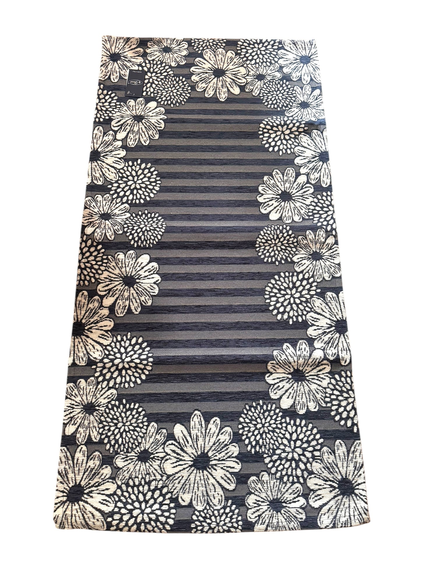 Tappeto Sole 55 x 115 blu scuro con margherite.