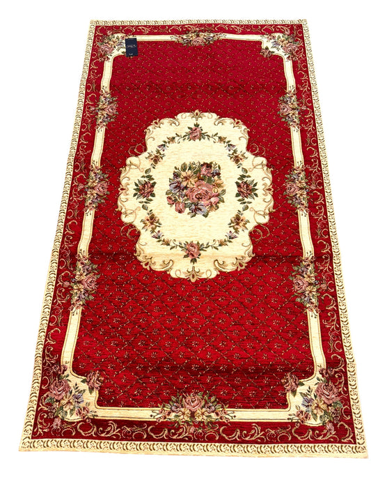 Tappeto velour 85 x 150 bouquet bordeaux.